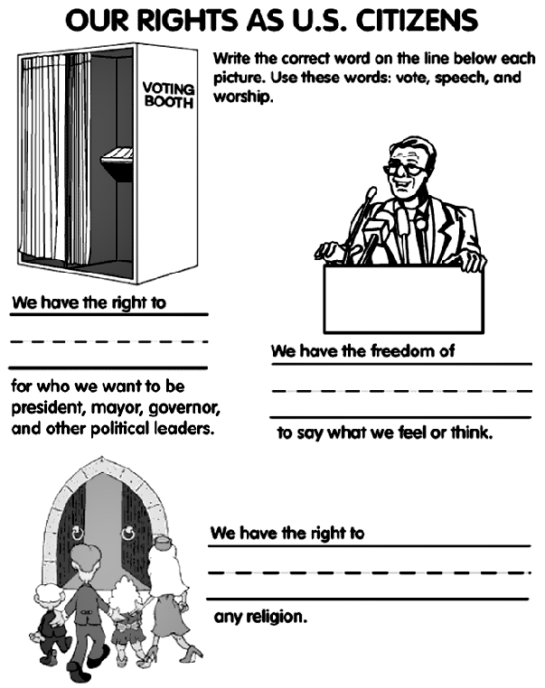 Our Rights as U.S. Citizens coloring page