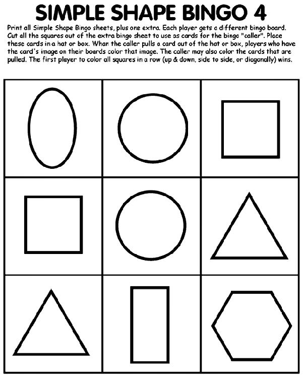 Simple Shape Bingo 4 coloring page