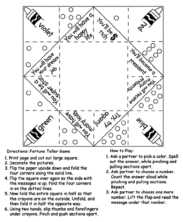 Fortune Teller Game coloring page