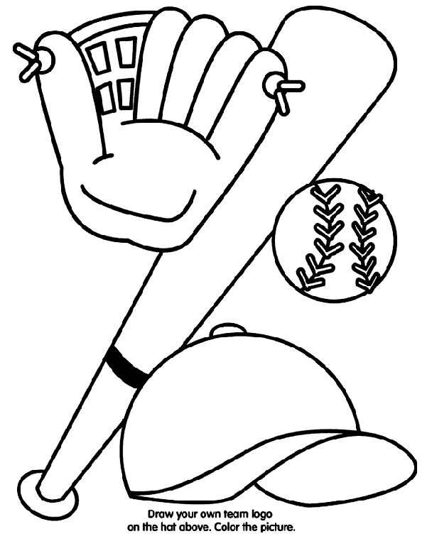 Softball Coloring Pictures Baseball Equipment crayolacomau