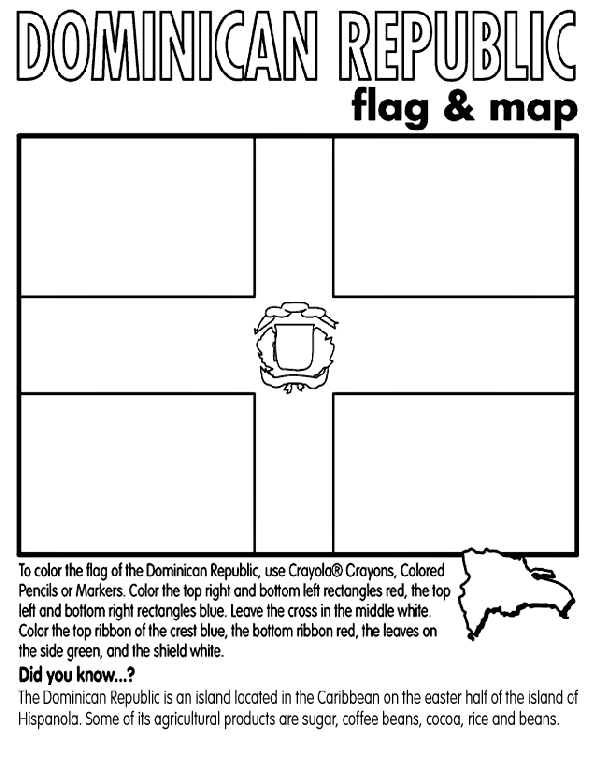 Dominican Flag Coloring Page Dominican Republic crayolacomau