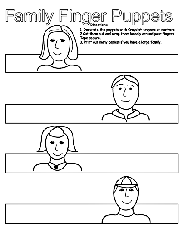 Finger Family Coloring Pages Family Finger Puppets crayolacomau