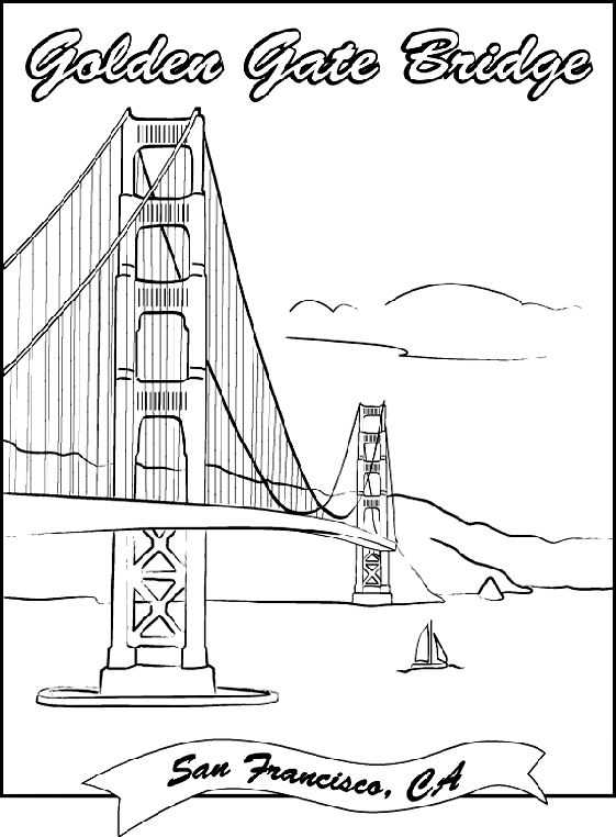 Golden Gate Bridge Coloring Page Golden Gate Bridge crayolacomau
