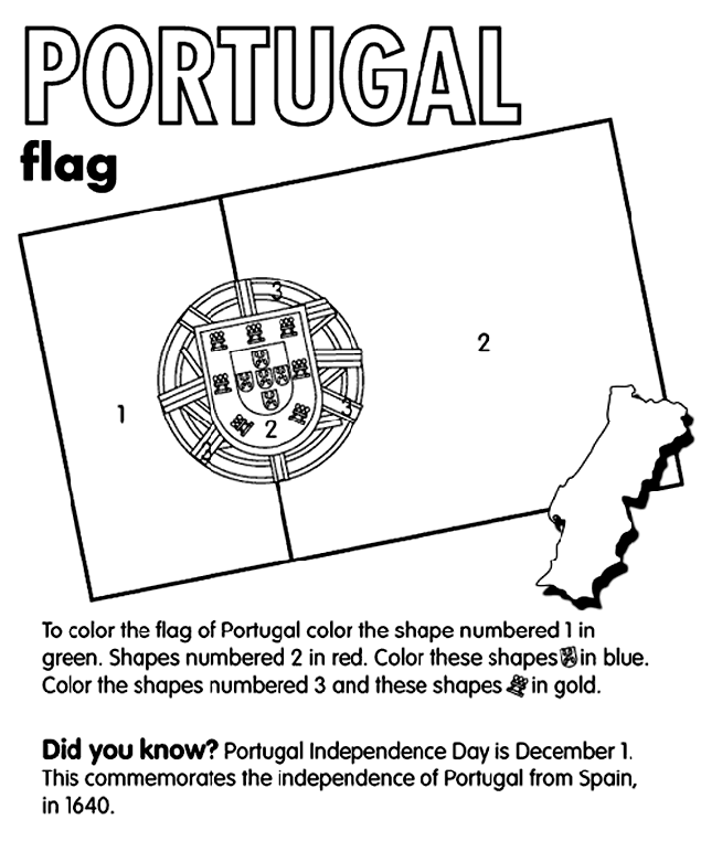 Portugal Flag Coloring Page Portugal crayolacomau