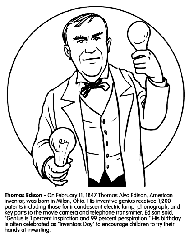 Thomas Edison Coloring Page Thomas Edison crayolacomau