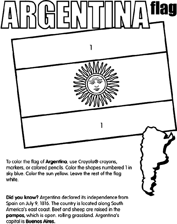 Argentina Flag Coloring Page Argentina crayolacomau