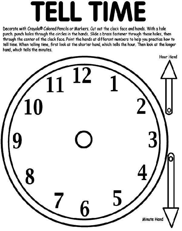 Tell Time coloring page