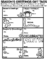 Season&#39;s Greeting Gift Tags coloring page