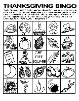 Thanksgiving Bingo Board No.1 coloring page