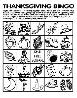 Thanksgiving Bingo Board No.2 coloring page