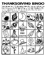 Thanksgiving Bingo Board No.3 coloring page