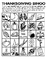 Thanksgiving Bingo Board No.4 coloring page