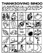 Thanksgiving Bingo Board No.5 coloring page