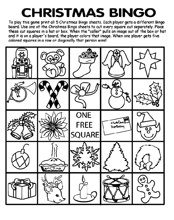 Christmas Bingo Board No.4 coloring page