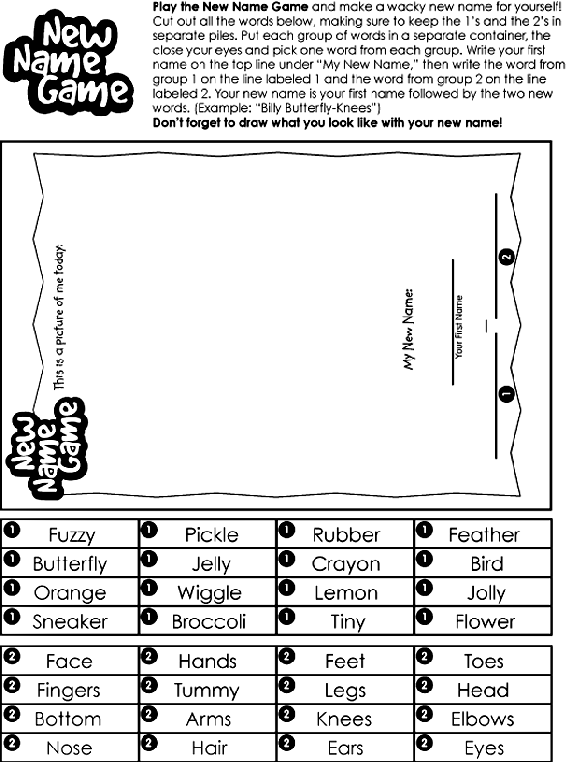 New Name Game coloring page