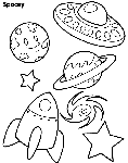 Spacey Shapes coloring page