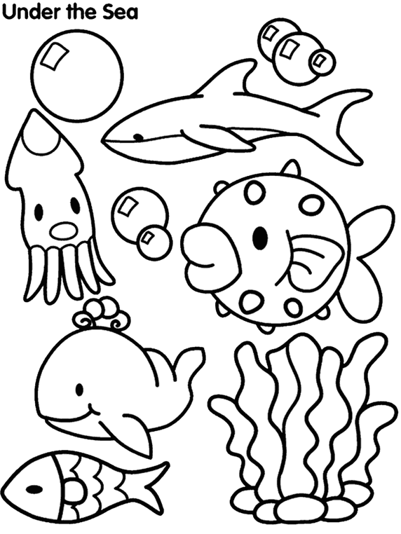 Undersea Creatures coloring page