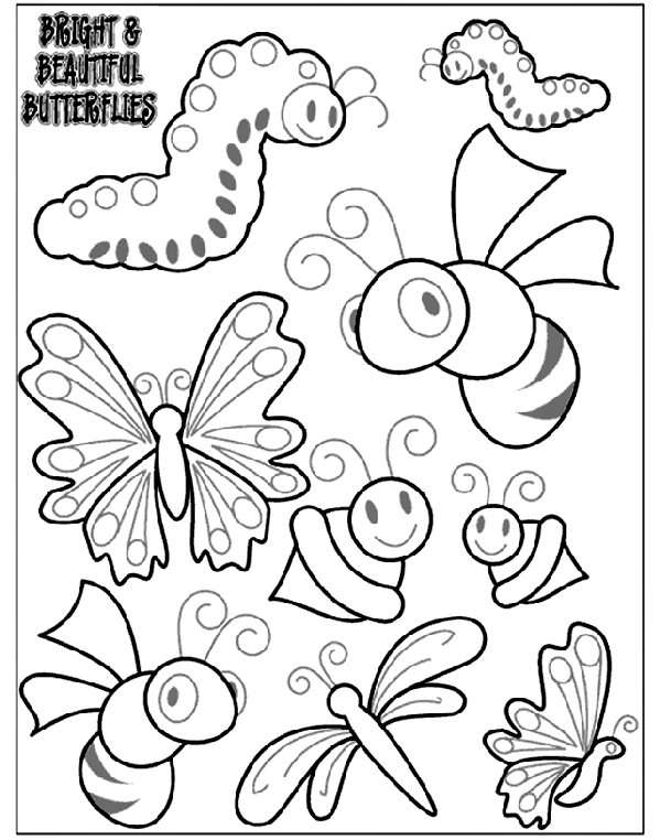 Bright and Beautiful Butterflies 2 coloring page