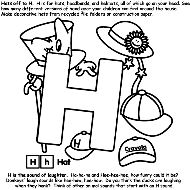 Alphabet H coloring page