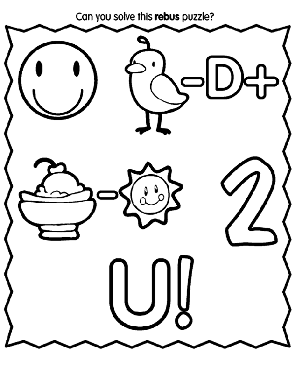 Rebus Birthday Message coloring page