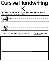 Cursive K coloring page
