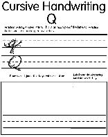Cursive Q coloring page