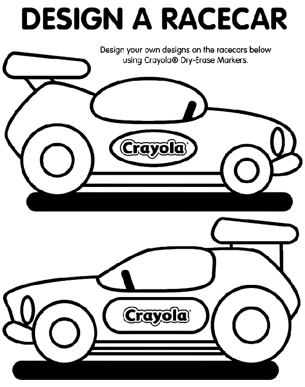 Design a Racecar coloring page