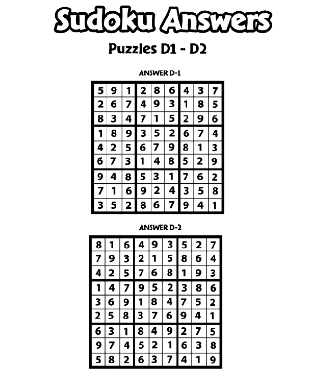 Answers D1-D2 coloring page
