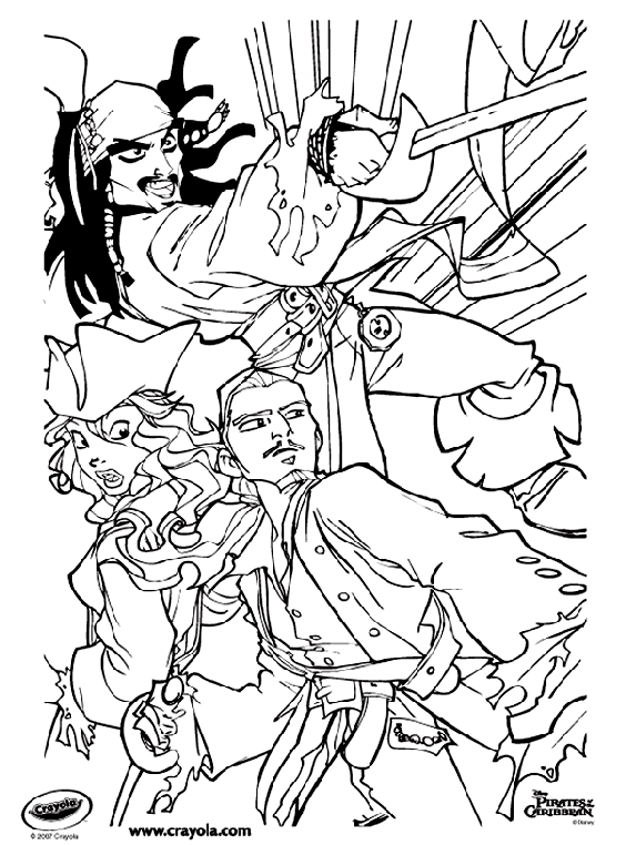 Disney Pirates of the Caribbean Jack Sparrow coloring page