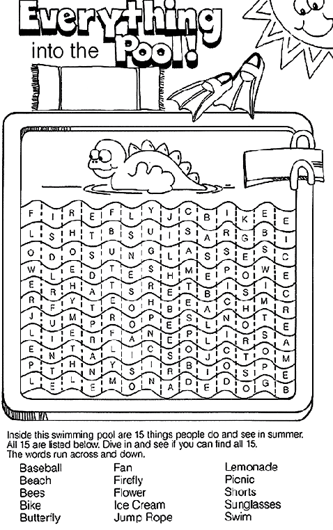 Everything in the Pool coloring page