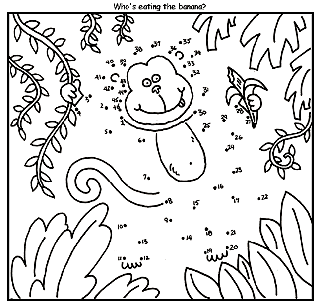 Monkey Connect the Dots coloring page