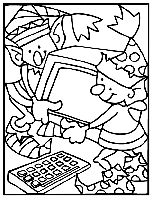 Christmas Elves Working coloring page