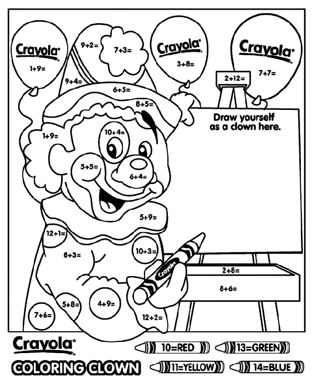 Coloring Clown - Addition coloring page