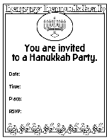 Hanukkah - Party Invitation coloring page