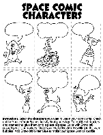 Space Comic Characters coloring page