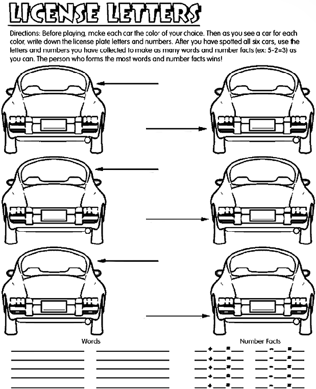 License Letter Game coloring page