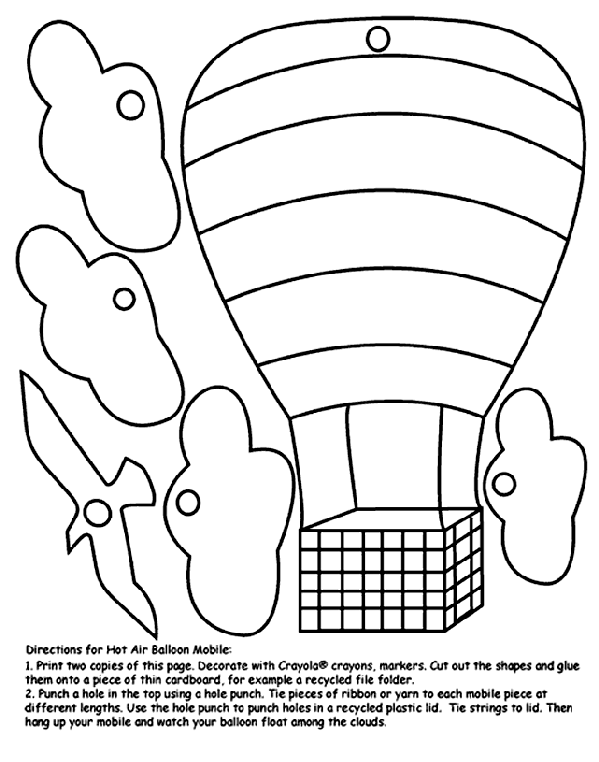 Hot Air Balloon Mobile coloring page