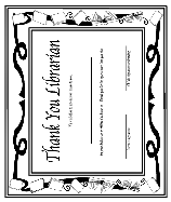 &#39;Thank You, Librarian!&#39; Certificate coloring page