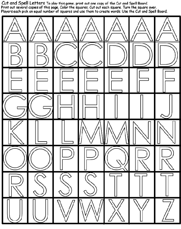 Cut and Spell Letters coloring page