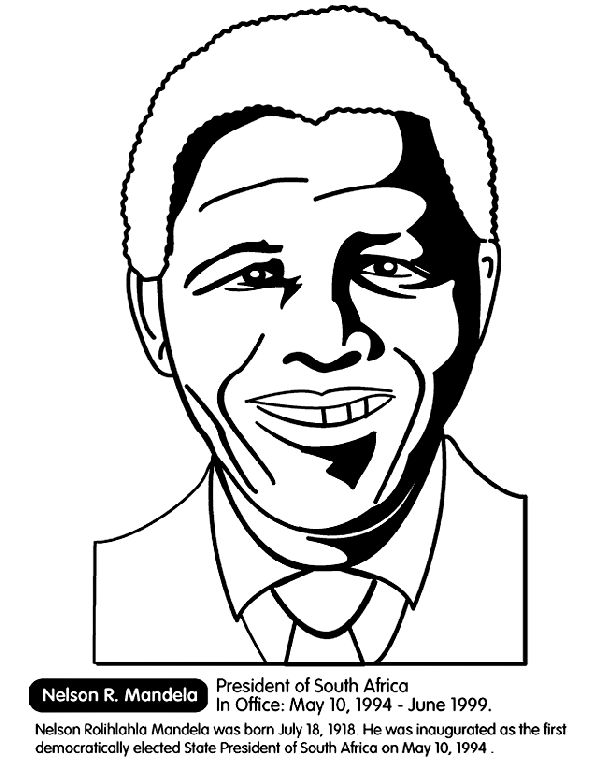 South Africa President - Nelson Mandela coloring page
