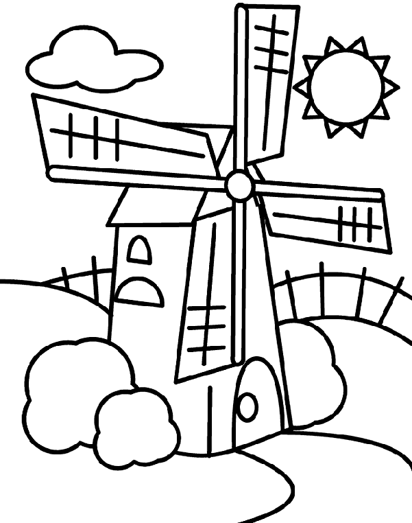 Windmill coloring page