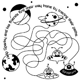 Sparky's Space Maze coloring page