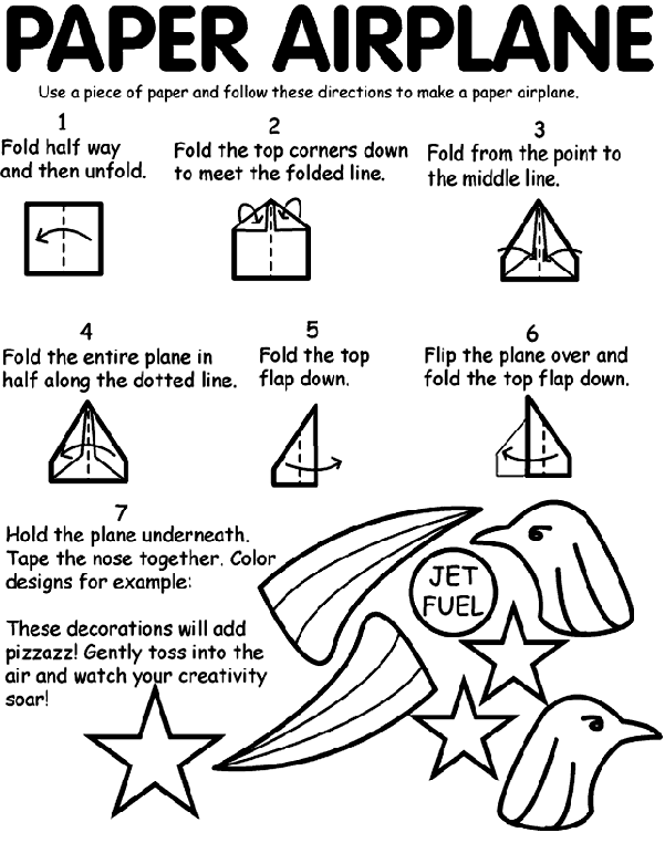 Paper Airplane coloring page