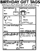 Birthday Gift Tags coloring page