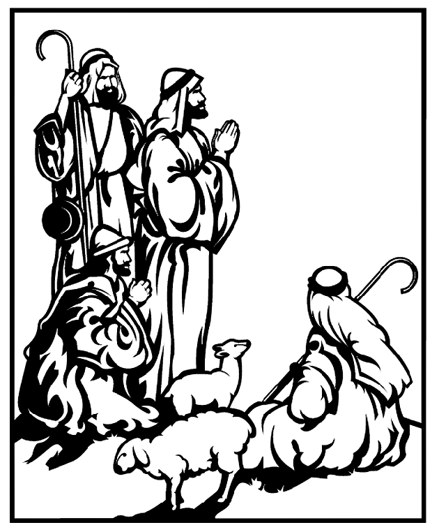 Christmas Shepherds coloring page
