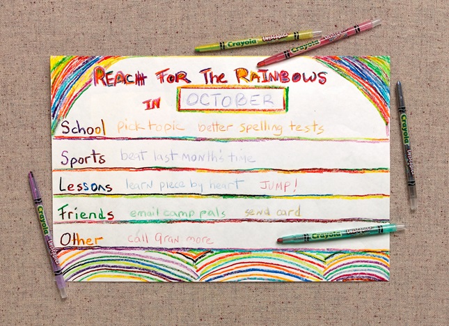 Rainbow Goals Chart craft