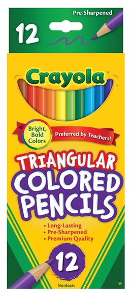 12 Full Size Triangular Colored Pencils