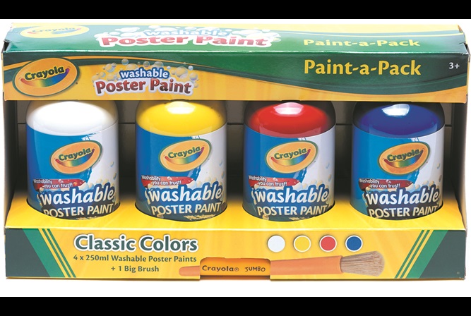 18 Washable Kids Poster Paints with Brush