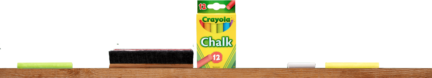 Chalkboard rail with colorful Crayola Chalk